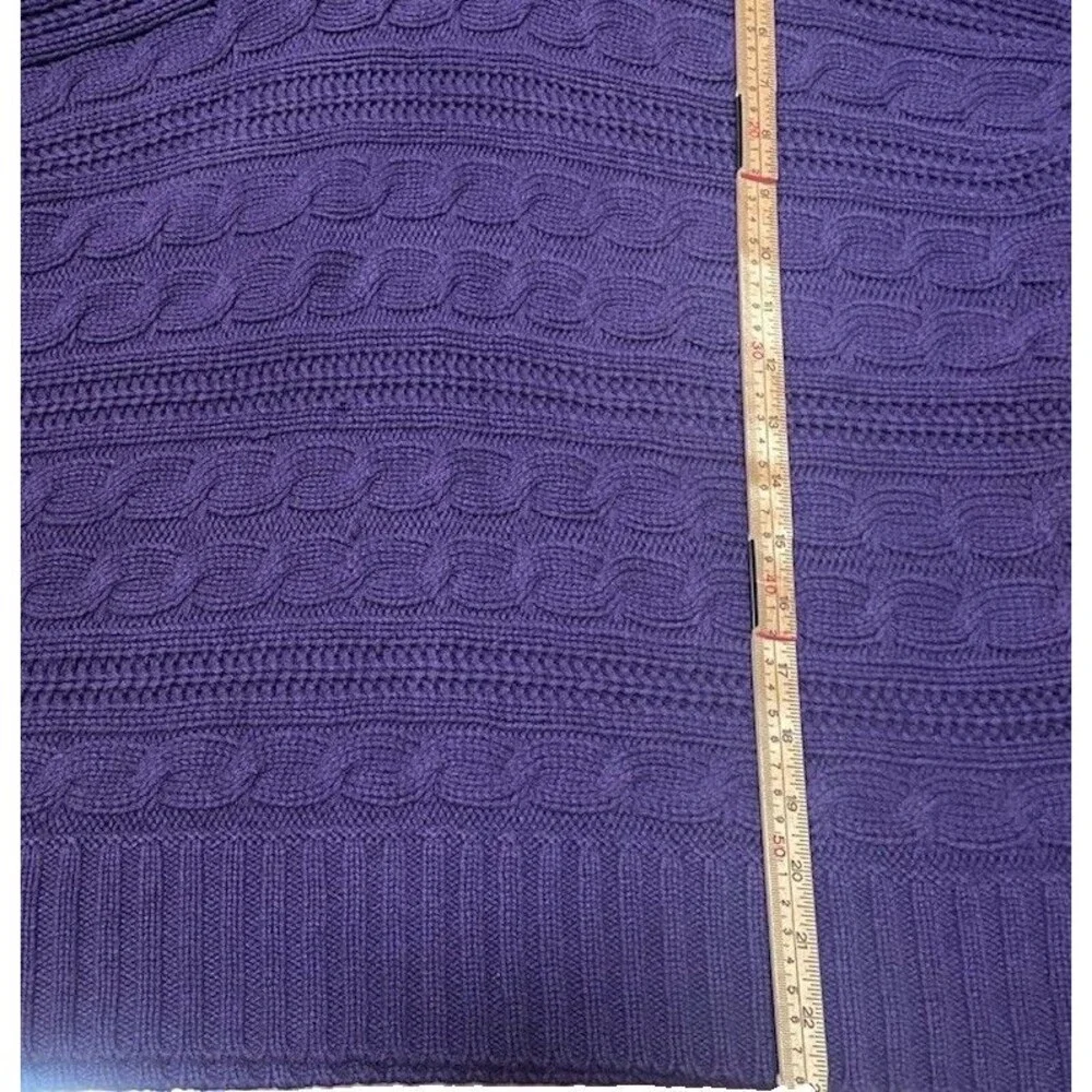 Michael Kors Royal Purple Cable Knit Cowl Neck Sweater Large Fisherman Goth